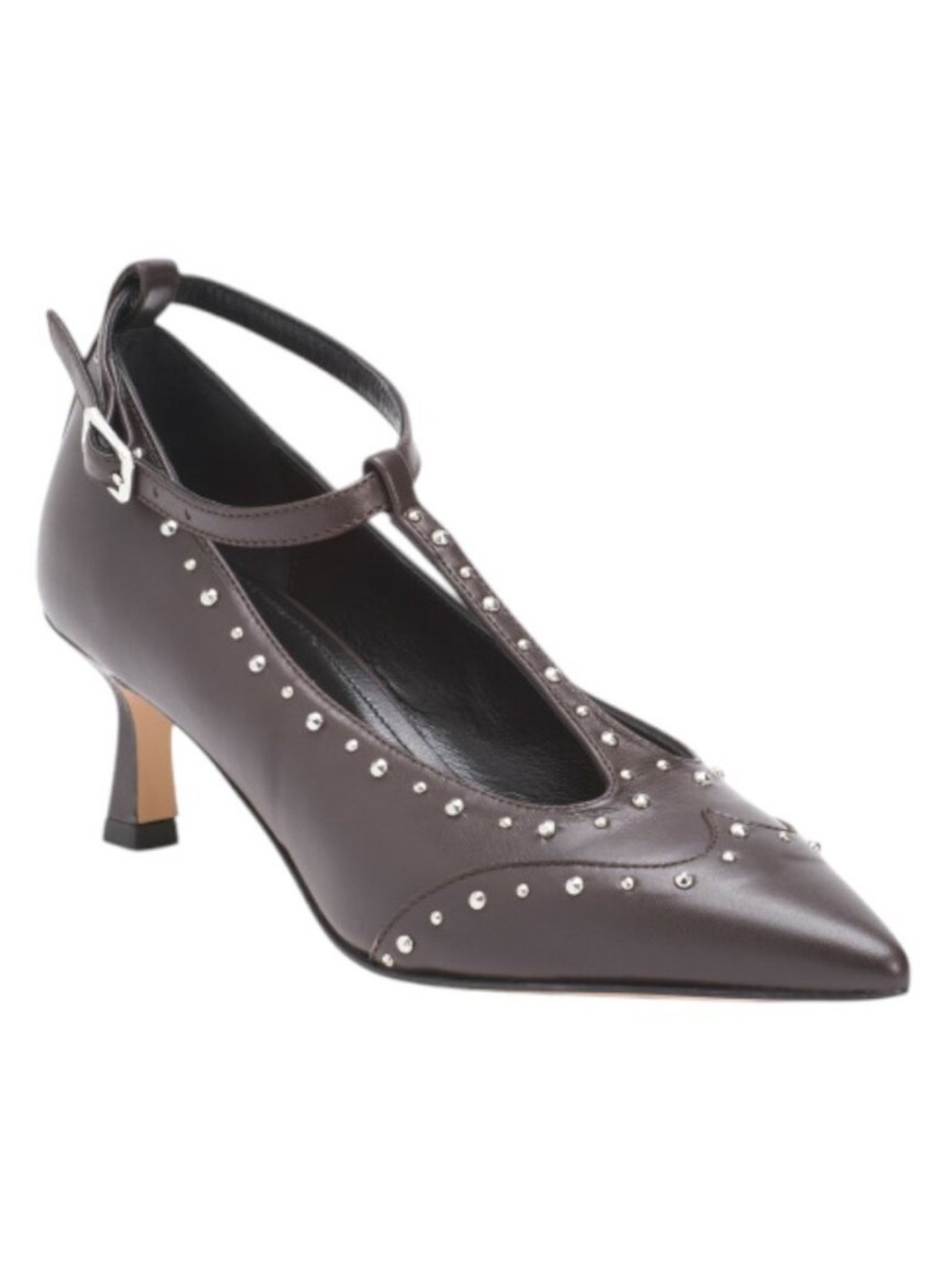 NAPOLEONI Made In Italy Leather Pointy Toe Heels With Studs